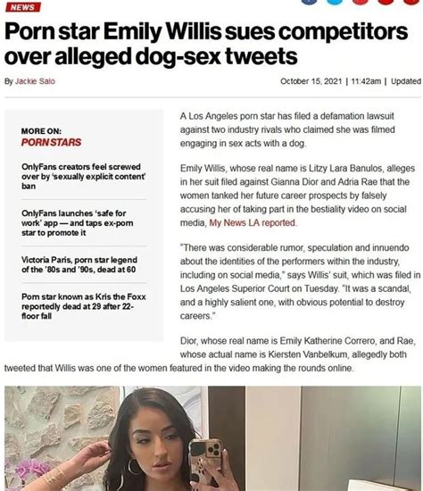 gianna dior gif|Porn star Emily Willis sues over alleged dog